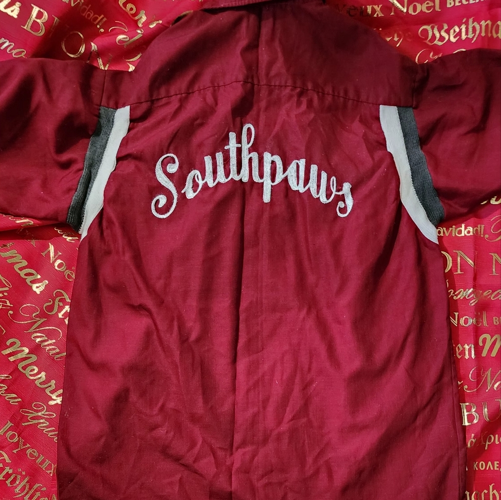 HILTON LEFTY SOUTHPAWS KINGPIN BOWLING SHIRT EMBROIDERY TRUE VINTAGE USA
